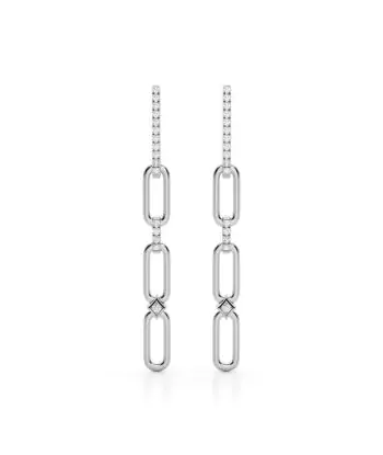 1/4 CTTW Paper Clip Diamond Dangle Earring