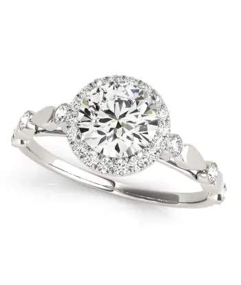 1/3 CTTW Round Diamond Halo Ring and Bezel Set Diamonds on Shank Semi Mount