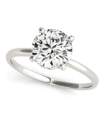 1/15 CTTW Round Center Hidden Halo Diamond Solitaire Engagement Ring