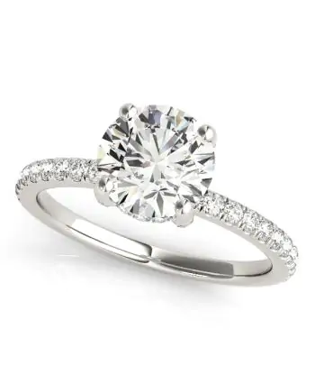 1/4 CTTW Round Center Hidden Halo Diamond Engagement Ring