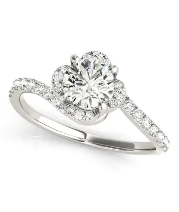1/3 CTTW Round Center Crown Shape Halo Diamond Twist Engagement Ring