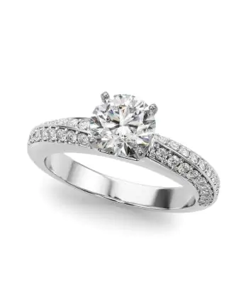 3/8 CTTW Twisted Edge Diamond Prong Set Engagement Semi Mount Ring