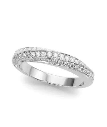 3/8 CTTW Twisted Edge Diamond Prong Set Wedding Band
