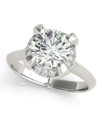 1/6 CTTW Channel-Prong Diamond Halo Solitaire Engagement Ring