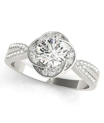 1/6 CTTW Split Flower Halo Diamond Prong Set Engagement Ring