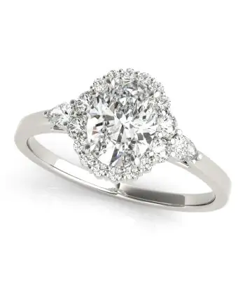 1/3 CTTW Round-Pear Diamond Halo Solitaire Engagement Ring