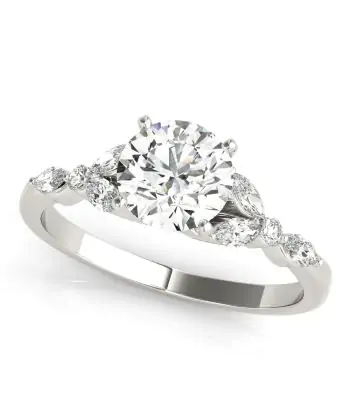 1/2 CTTW Split side Marquise-Round Diamond Prong Set Engagement Ring
