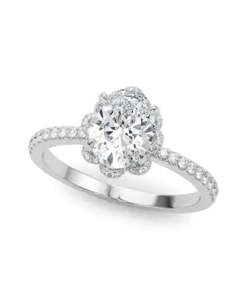1/4 CTTW Diamond Crown Head Round Diamond Prong Set Engagement Ring