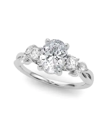 1/3 CTTW Twist Shank Marquise-Round Diamond Prong Set Engagement Ring