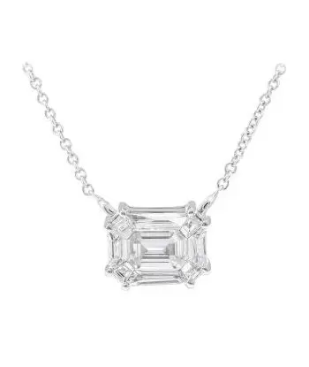 1/2 CTTW Youniverse Seamless Prong Set Emerald Shape Diamond Necklace
