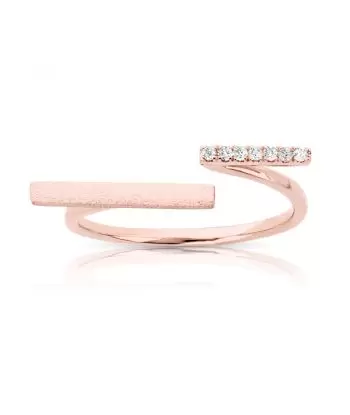 14KT Open End Matt Finish Diamond Fashion Ring (0.07 CTW)