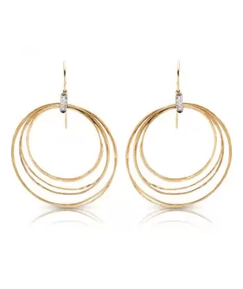 14KT Hanging Gold Circles in Diamond Bail Earring (0.05 CTW)