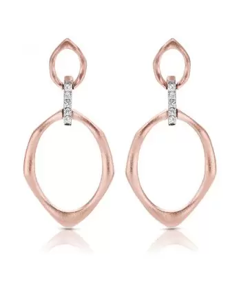 14KT Solid Gold Earring Interlinked with Diamond Bail (0.05 CTW)