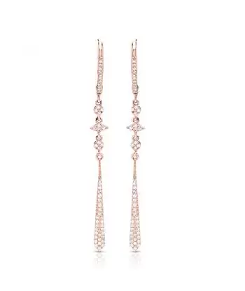 14KT Dangle Diamond Earrings (1/4 CTW)