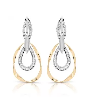 14KT 2 Row Pear Shape Diamond Earrings in 14KT - 1/2 CTW