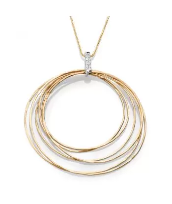 14KT Hanging Gold Circles in Diamond Bail Pendant (0.05 CTW)