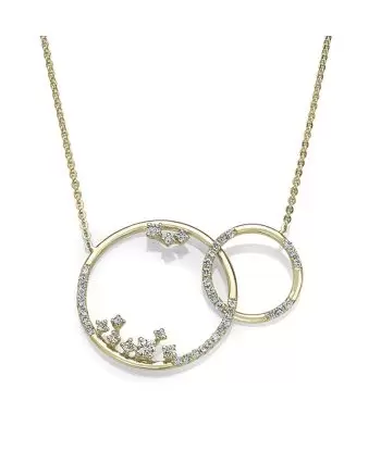 14KT Intertwined 2 Circle Diamond Pendant (1/2 CTW)