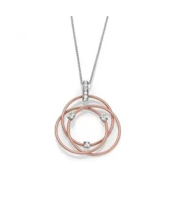 14KT Intertwined 3 Rope Circle Diamond Pendant (1/5 CTW)